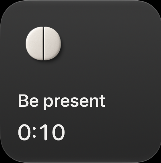 The Home Screen widget while clanked: Be present, 0:10